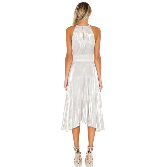 ALC Weston Dress Silver Size 8 Pleated Metallic Revolve - Picture 3 of 8